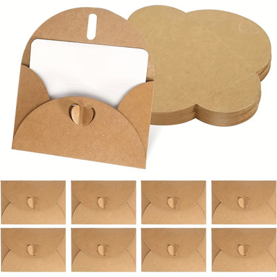 Mini Kraftpapier Umschläge mit Herzverschluss Geschenkkartenhalter Hochzeit Gastgeschenke