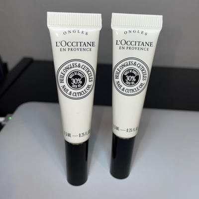 SET OF 2  L'Occitane Nourishing Nail Cuticle Oil with 30% Shea Oil 0.25 oz