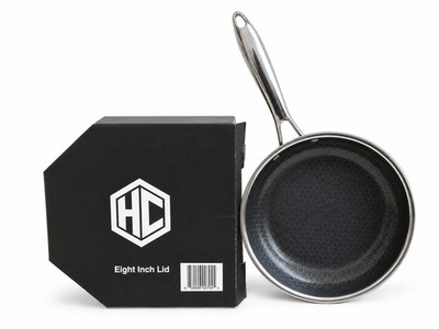 HexClad 8'' Frying Pan w/ Lid & Storage Bag - Newest TerraBond Ceramic Coating!