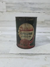 Antique 1930's Sinclair Opaline Motor Oil Quart Can Red Apatosaurus Dinosaur Old