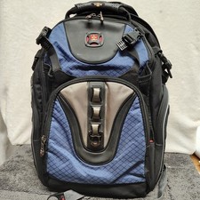 Wenger Swiss Gear Maxxum Laptop Backpack Blue Black 19x13 Multi Pockets Zippers