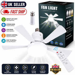 40W LED Ceiling Fan with Light Dimmable E27 Bedroom Living Room Fan Lamp RC UK