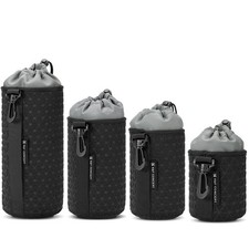 4 Pack Lens Pouch Set, Drawstring Lens Protective Bag, Lens Case for DSLR SLR...