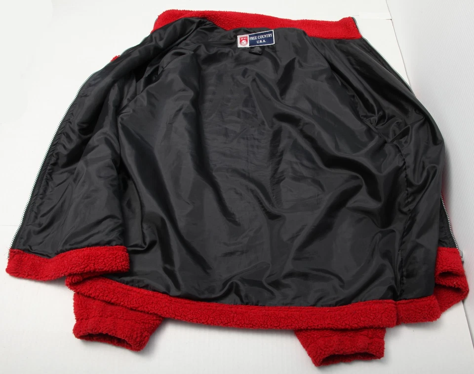 Free Country Jacket Women Large Red Black White Lined Full Zip Fleece Winter USA - Image 4 of 4