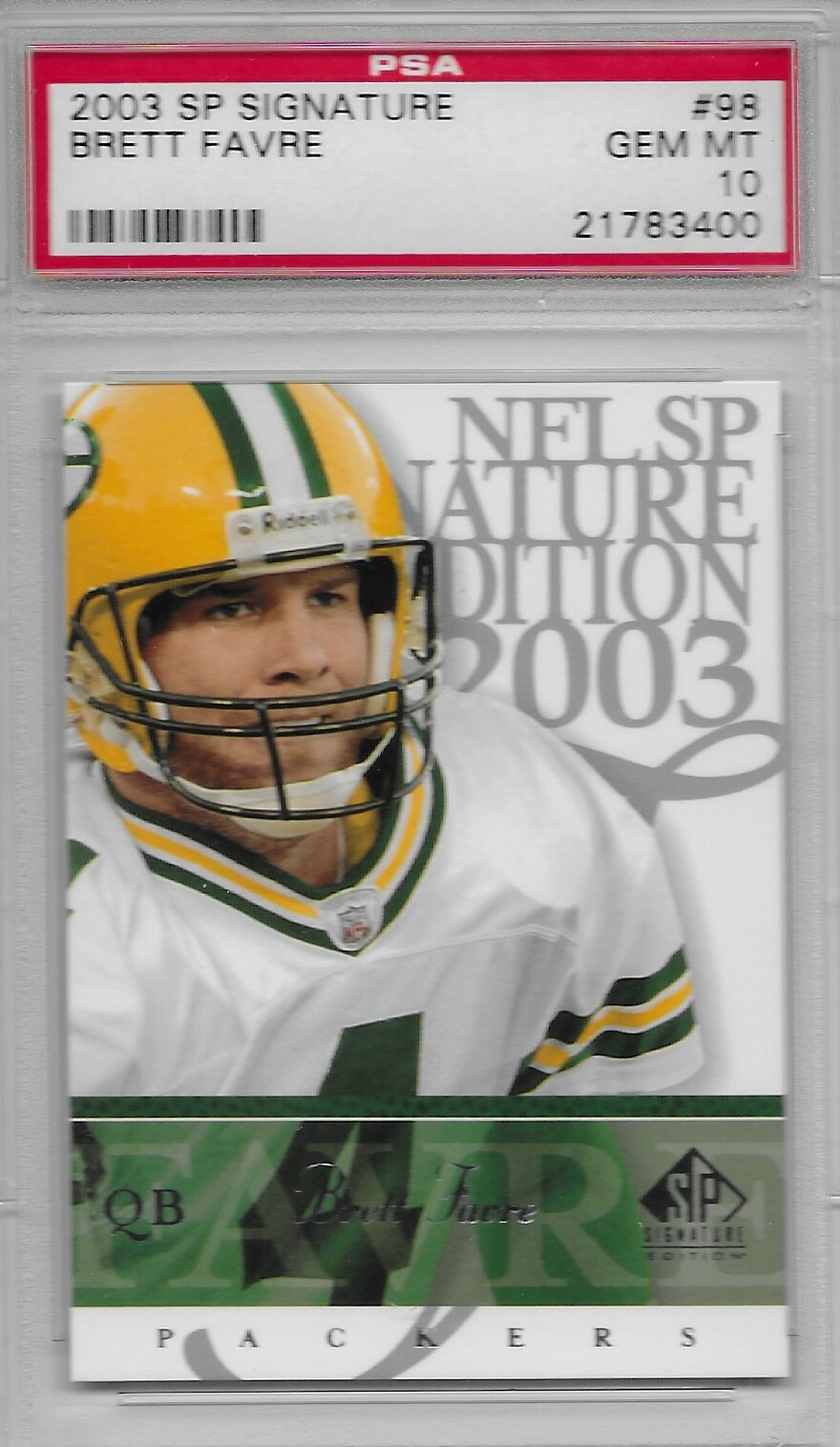 2003 Brett Favre Autographed Signed PSA 10 SP Signature Green Bay Packers POP 3 
