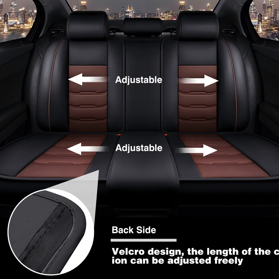 Juego completo de funda de asiento de cuero 5 asientos protector trasero delantero para Jeep Grand Cherokee Foto 3 de 4