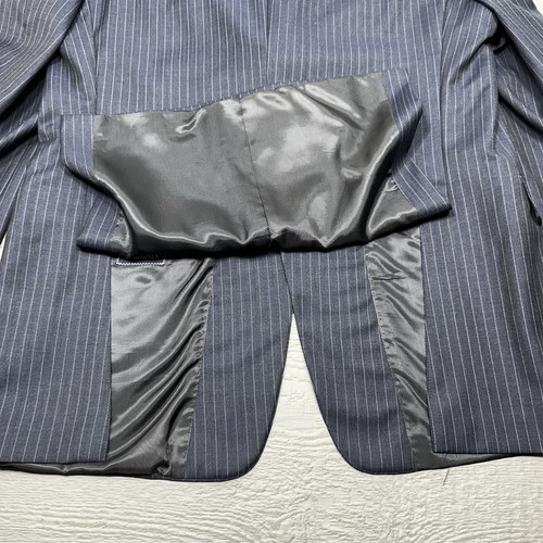 Cremeux Loro Piana Suit Mens 43 Long Blue Pinstriped 3 Button Wool 36X34 Pants * - Picture 15 of 24