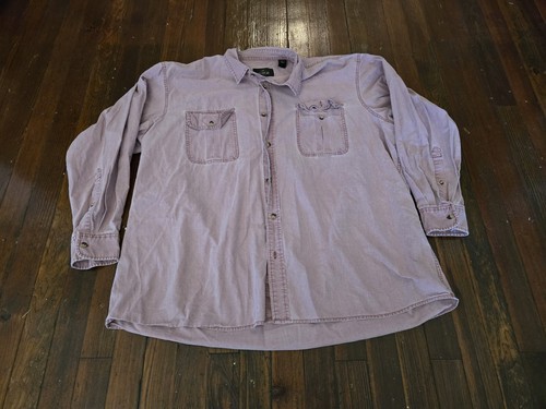 Men's Red Head Button Down Shirt Long Sleeve Light Pink Stone Washed Size 3XL
