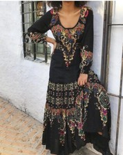 Women Vintage Print Long Sleeve Maxi Dress SZ: XXL ( See Measurements) NEW