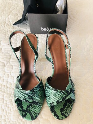 ba&sh green snakeskin heeled sandal NWB size 40