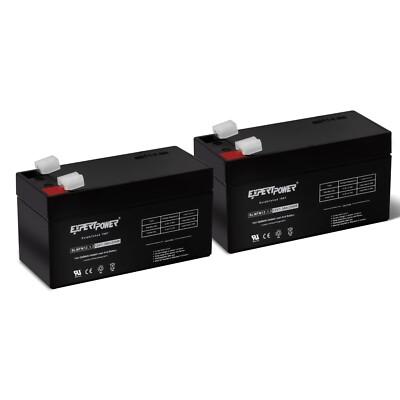 2 Pack - ExpertPower 12V 1.3Ah Rechargeable SLA Battery with F1 Terminals