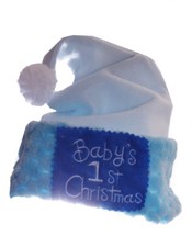 Infant Baby Boys My First 1st Christmas Santa Claus Party HAT Light Blue NEW NWT