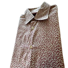 Hugo Boss Shirt Mens XL Long Sleeve Red White All Over Vines Pattern