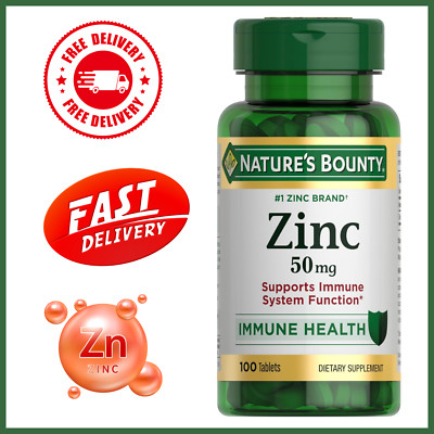 NATURES BOUNTY ZINC 50mg 100ct Tablets Supports SYSTEM FUNCTION Immune Health-US
