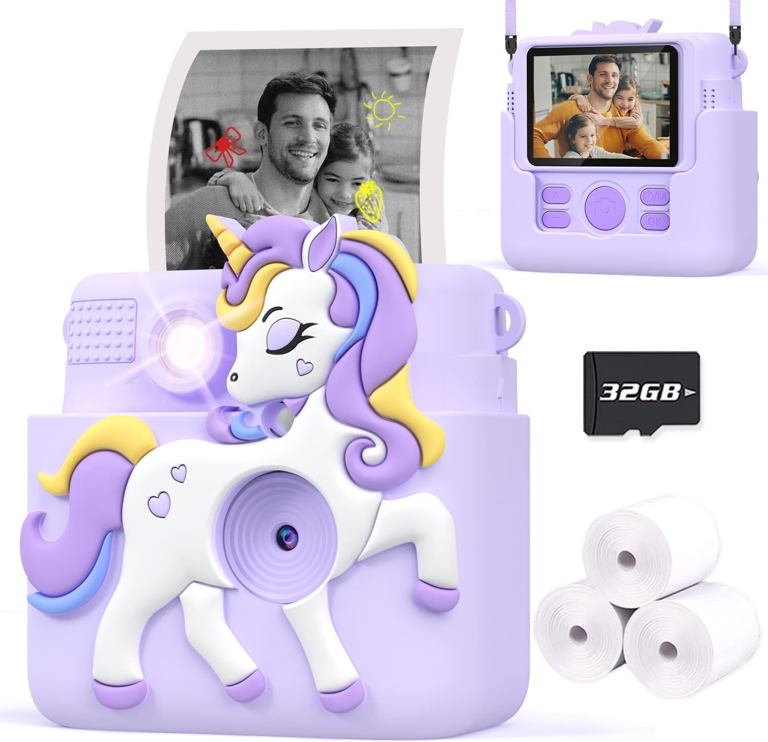 Kids Camera Instant Print Gifts for Girls Age 4-12, Instant Camera for Purple-image