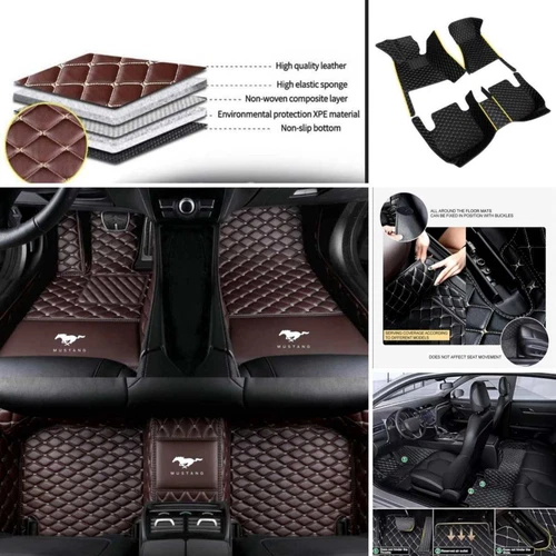 For Ford Mustang Coupe/Convertible Car Floor Mats & Trunk Mat Waterproof Carpets - Picture 12 of 52
