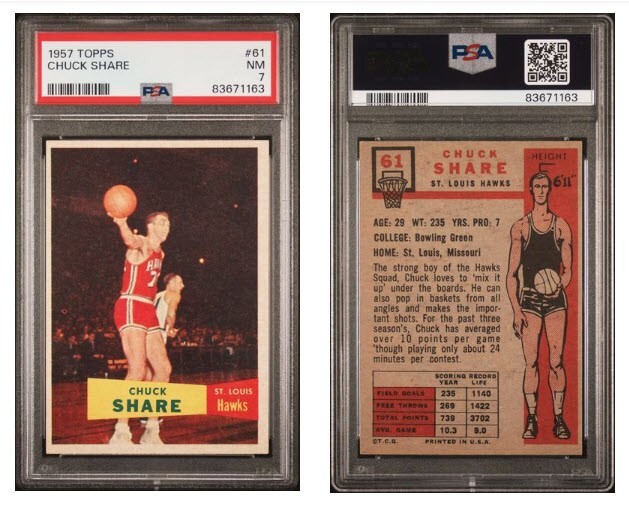1957 TOPPS Chuck Share SP Short Print #61 PSA 7 NM