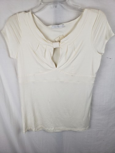 NWT Charlotte Russo Beige Short Sleeves Shirt Sz L - Picture 3 of 7