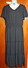 LILLUSORY Ladies' XL MAXI DRESS (sheer black; lined; short-sleeves) NWT