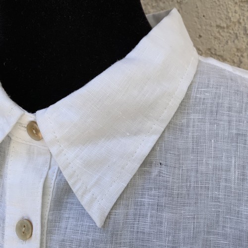 Avenue 100% Linen Size 22-24 Sleeveless White Collared Shirt Blouse Chest Pocket - Picture 11 of 17