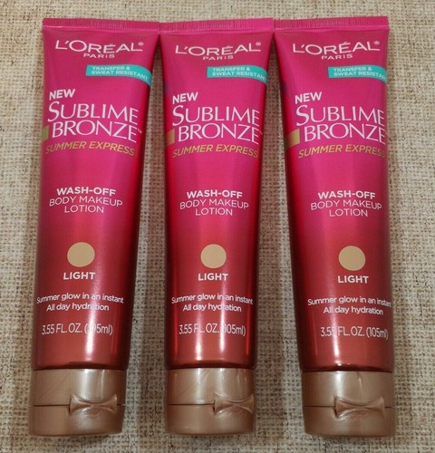 3x L'Oréal Paris Sublime Bronce Verano Express Lavado Cuerpo Maquillaje Loción Luz - Imagen 3 de 6