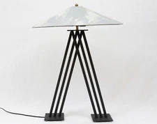 Black Metal Postmodern 80's Table Lamp Sculptural Alsy Sonneman Memphis Style