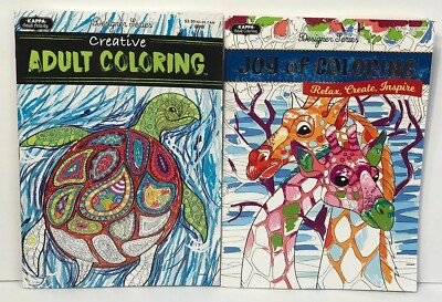 New Lot Of 2 Adult Coloring Books Joy Of Coloring & Creative Turtles Animals