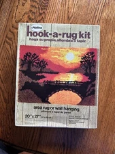 NEW Malina Hook-A-Rug Kit Vintage Sunset Over Bridge Latch MOD Retro 70s craft