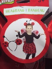 Little Girls 3 Piece Lady Bug Halloween Costume - Headband  Skirt  Wings - 3 