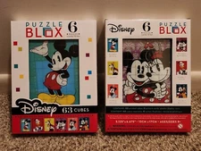2 NWT Disney Puzzle Blox - 6 sided 63 Cubes 5.125" x 6.675" Mickey, Goofy, Pluto
