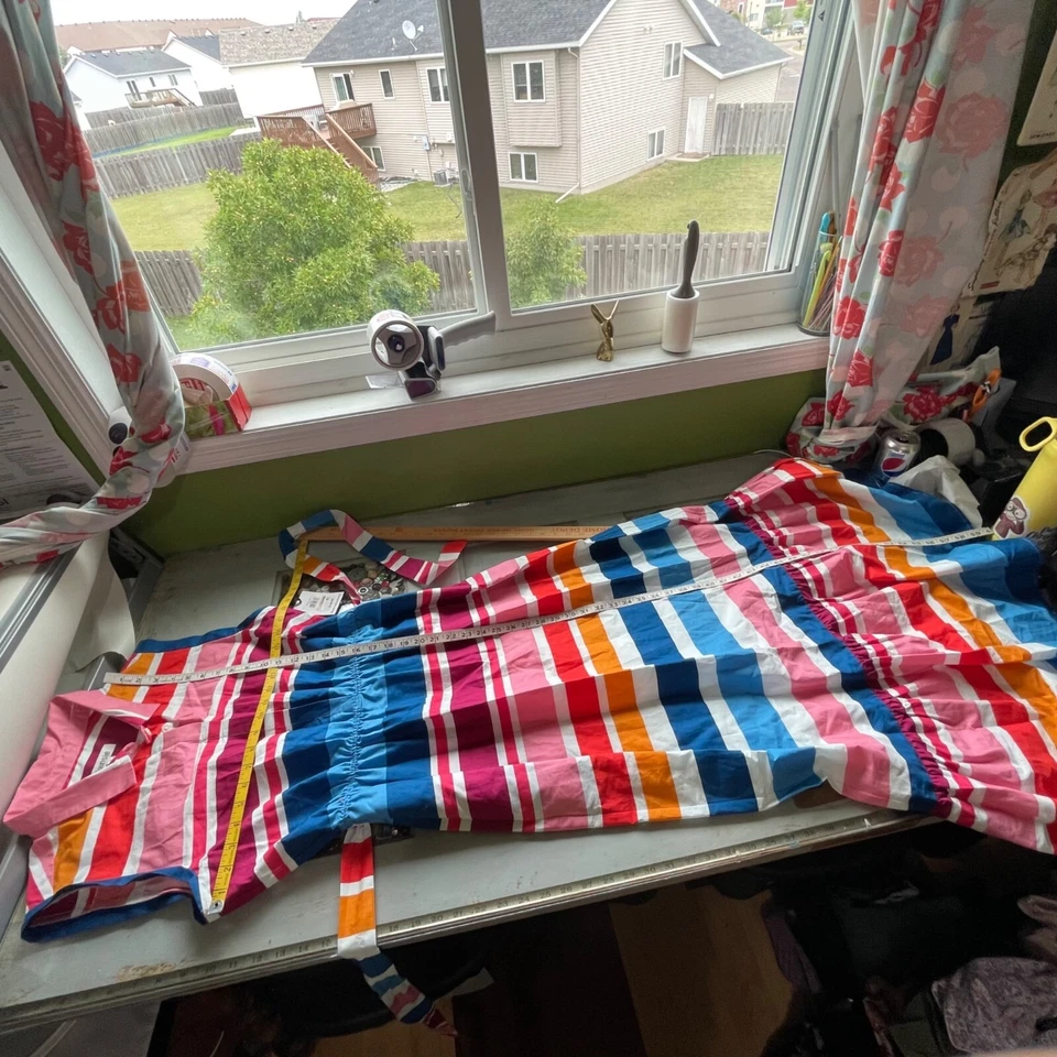 Maxi Vestido Kensie Rayas Sin Mangas Volantes Dobladillo Colorido Cuello Para Mujer 12 Nuevo Con Etiquetas Foto 3 de 4