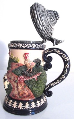 Collectible S.S.SARNA Nini Barnyard Lidded Mini 5 1/2'' Beer Stein Item 1-42 Rare