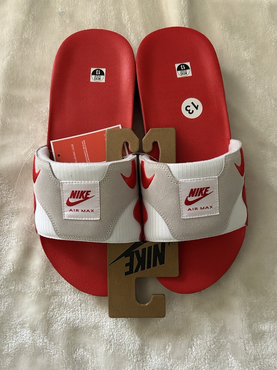 Men's Nike Air Max 1 Slides 'White Red' Sandals Beach Pool