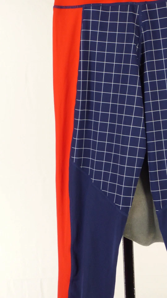 Leggings Red Blue Panelled Grid Check Yoga Gym Activewear Workout UK 10 BNWT - Image 4 of 4