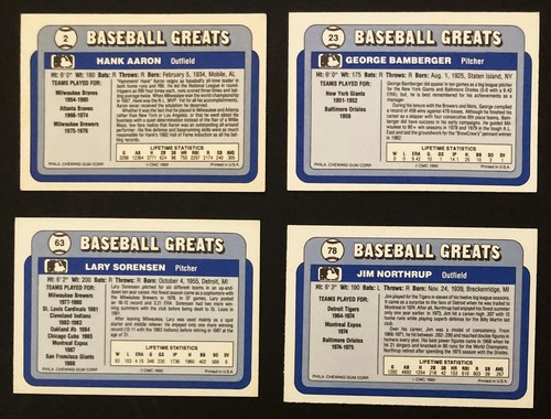 1990 SWELL GUM BASEBALL GREATS LOT, PHILA. CHEWING GUM CO., 19 OF 135 CARDS. EXC - Picture 18 of 18