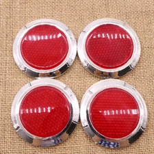 4x Red Car Motorcycles Reflective Sticker Reflector Round Chrome Self Adhesive