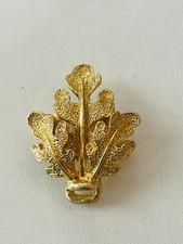 VTG 1975 Retro Mimi DiN Belt Buckle Piece Gold Leaves REPLACE Craft side w/loop