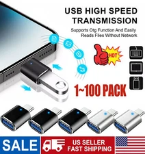 LED USB-C 3.1 Male to USBA Female Adapter Converter OTG Type C Android Phone LOT