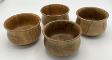 Hand Turned Wooden Wood Bowl Salad Snack 4" Set of 4 MCM