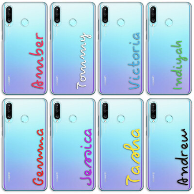 Personalisierte Handy-Hülle Initiale für Huawei P40/P30 Pink Name Klar Hardcover