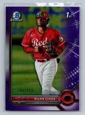 2022 Bowman Chrome Prospect Allan Cerda Purple Refractor 1st /250 Reds #BCP-142
