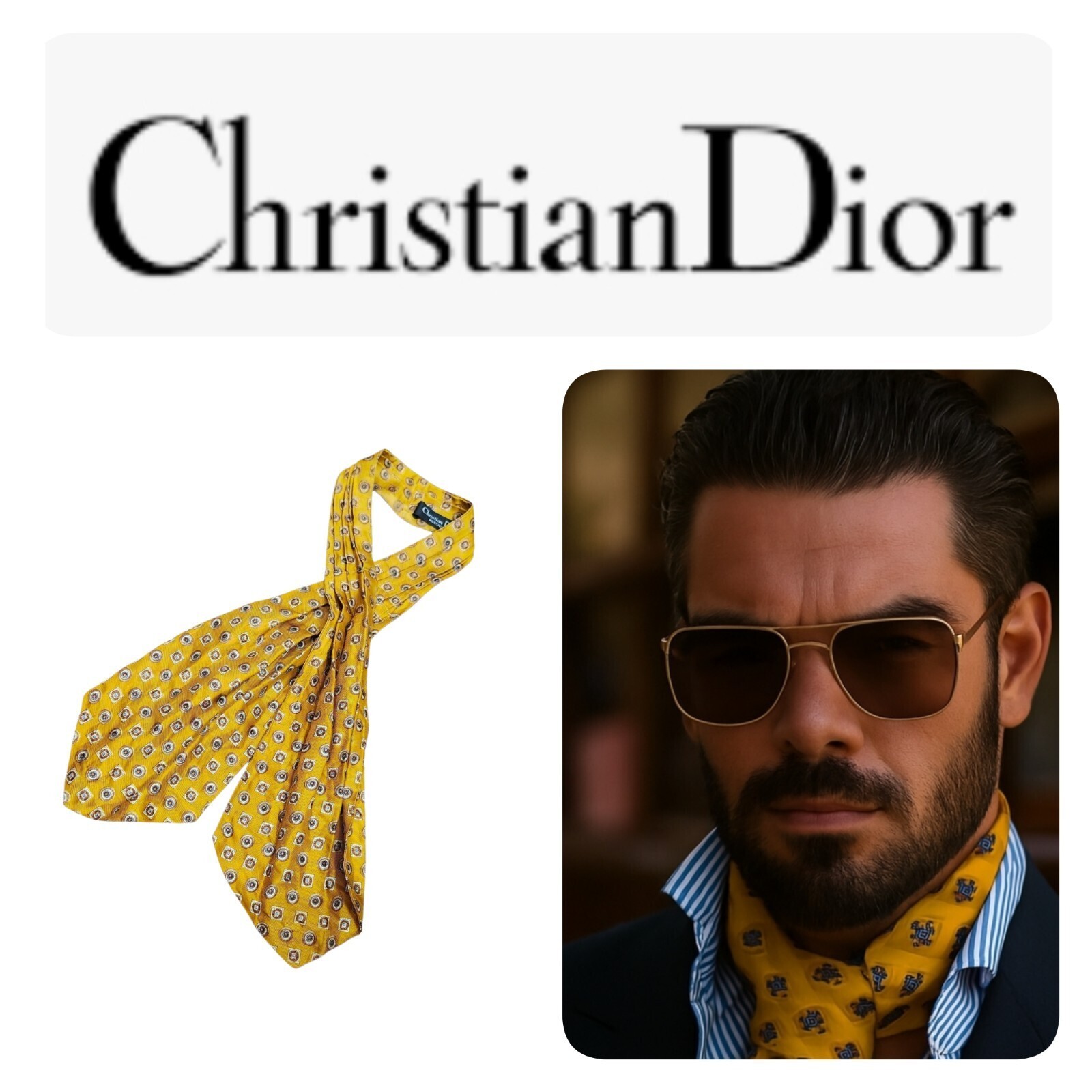 Christian Dior Vintage Tie Scarf Made in Italy