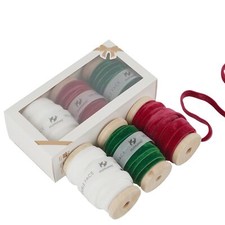Velvet Ribbon 3/8 inch Double Face Red/White/Green Velvet Ribbon Set for Gift...