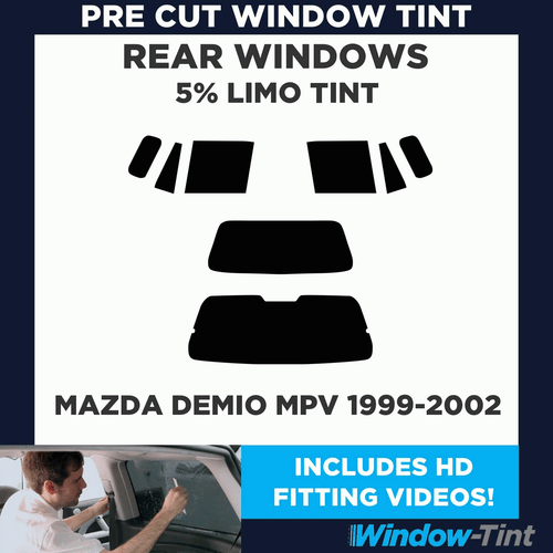 Tinte de ventana precortado para Mazda Demio MPV 1999-02 5% limusina negro película de tintado trasero - Imagen 2 de 10