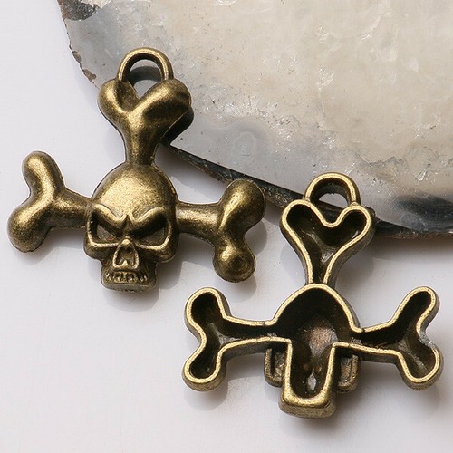 5pcs antiqued bronze color skull head bone design charms EF3421 | eBay