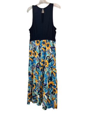 Donna Morgan Tank Bodice Midi Dress Blue/Marigold Sz 12