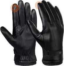 Guantes de cuero negros para hombre, ciclismo con pantalla t ctil c lida de invi