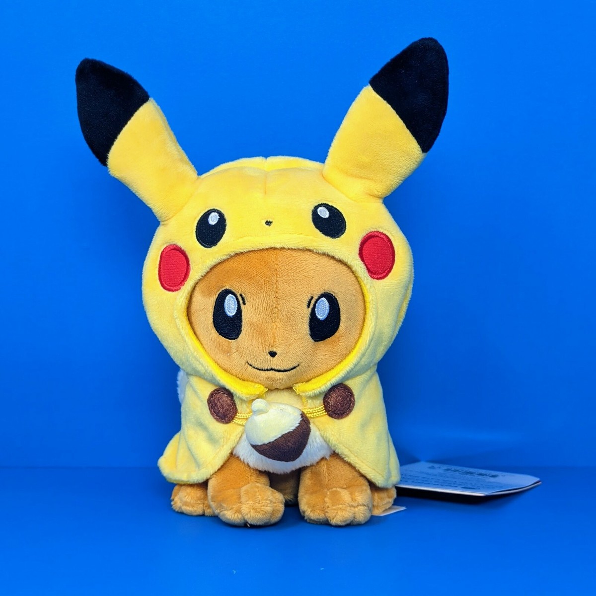 Official Authentic Pokemon Center Eevee Wearing Pikachu Cape Plush 