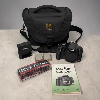 Canon EOS Rebel XSi 450D DSLR Body Tested + Charger 2 New Batteries Strap & Bag.