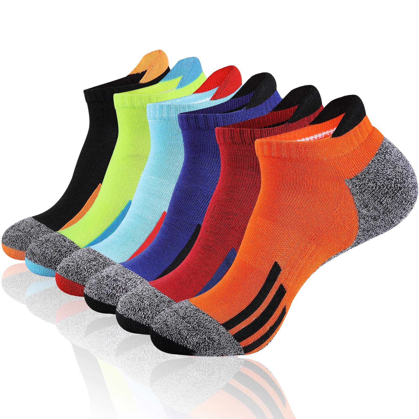 Men's Cushioned Low-Cut Running Ankle Socks 6-Pack – Multi-Color